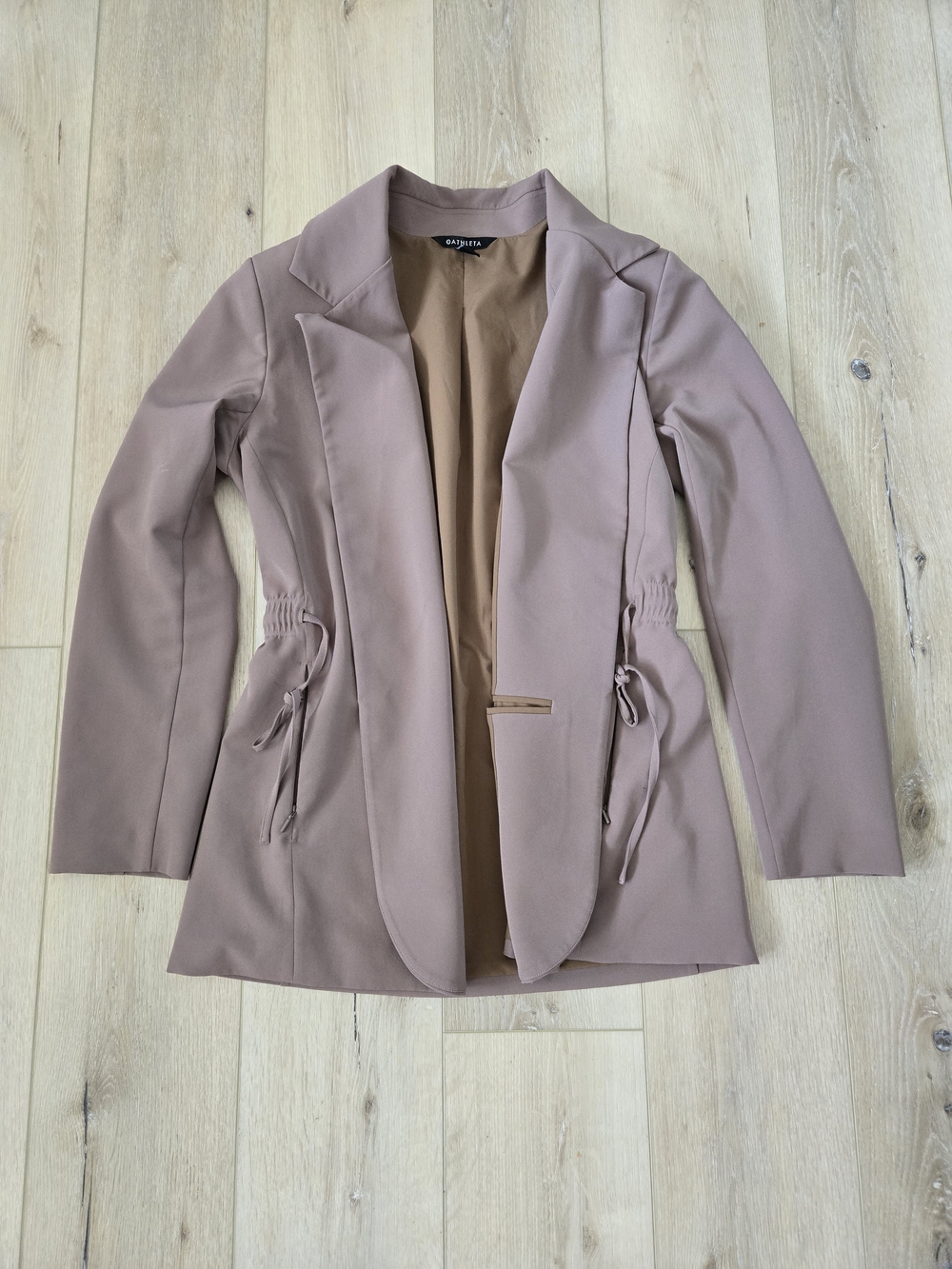 Athleta Endless Blazer Jacket Drawstring Cinched Tie Waist Dusk Mauve Pink Sz 12